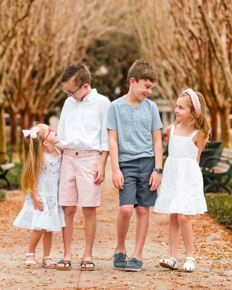 Family walking together during an Orlando family photography session