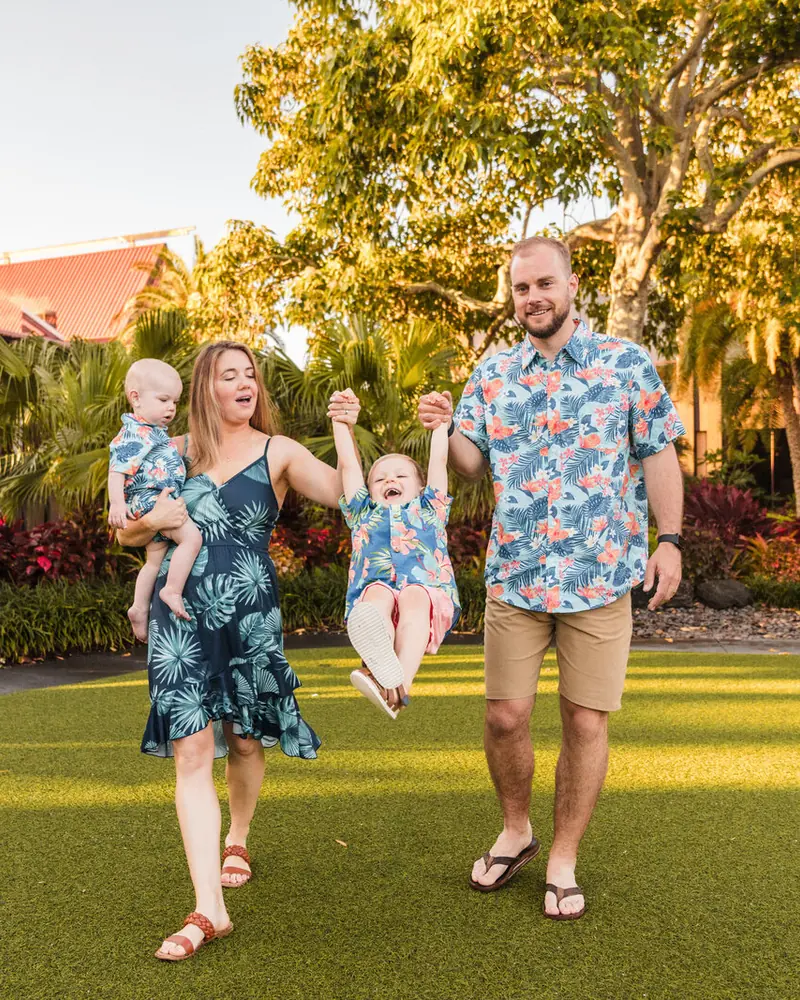 Family photographed near a Disney-area resort during an Orlando vacation