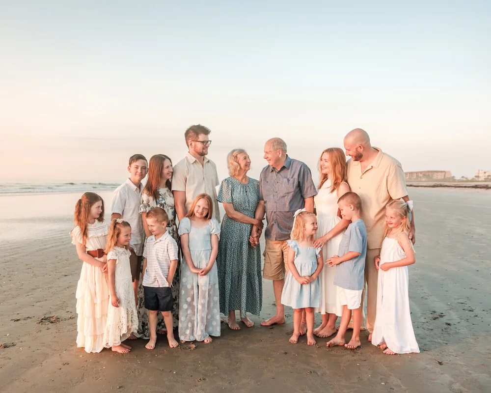 Extended family photographed during a Florida beach session