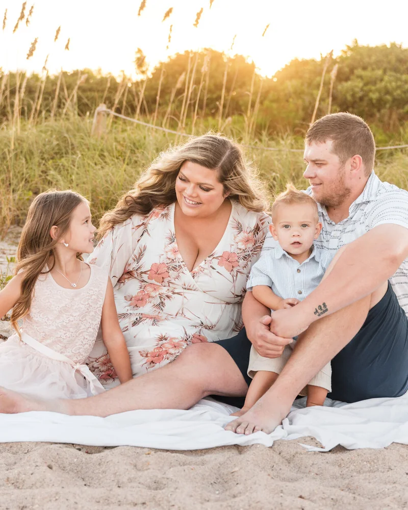 Parents and child during a relaxed Orlando family session
