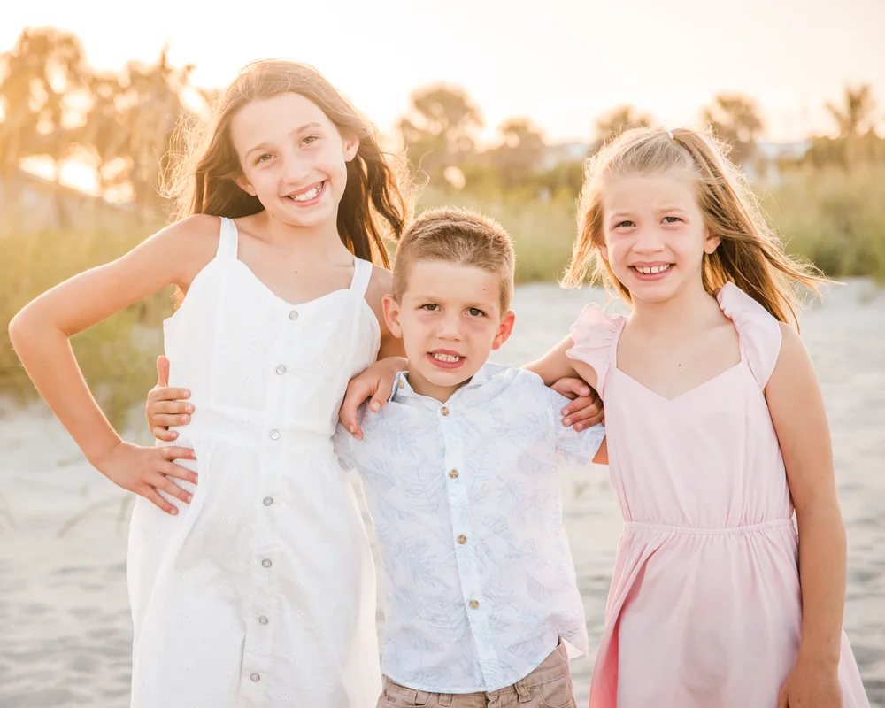 Palm Coast family photographed in a quiet coastal setting